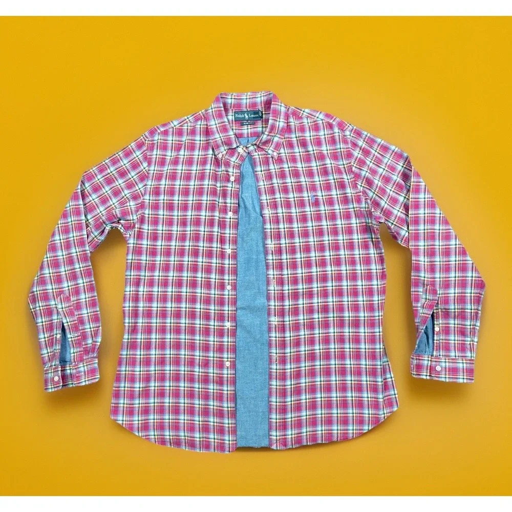 Ralph Lauren Shirt Mens XL Slim Fit Multicolor Plaid Lined Flannel Long Sleeve